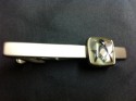 Tie Bar Silver Plated Square S & C Mother-of-Pearl