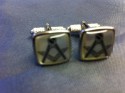 Cuff Links Silver Plated Square S & C Mother-of-Pearl